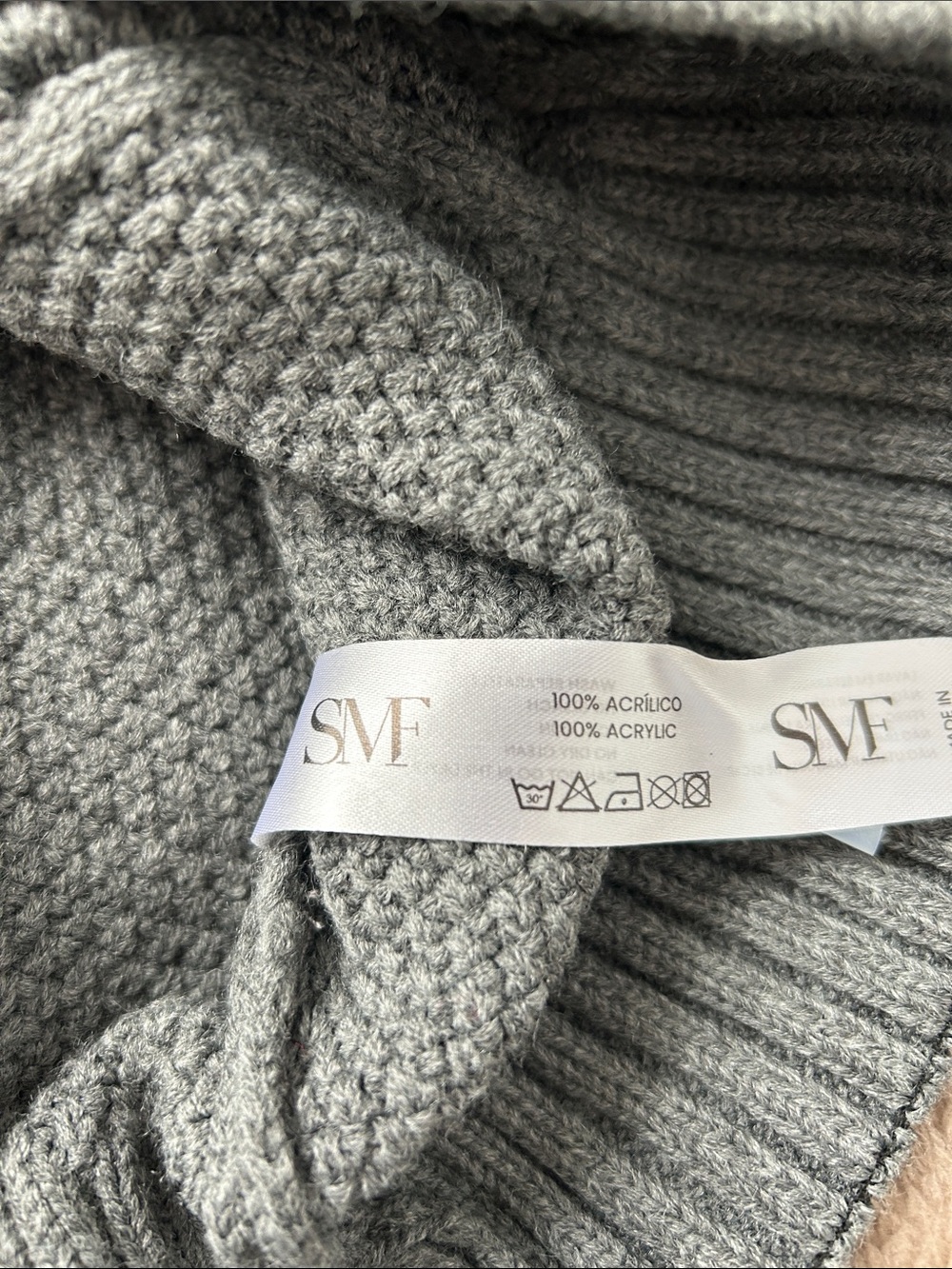 SMF - Shawl Collar Pullover Cable Knit Sweater, Men's XL, Gray, NWT - Picture 4 of 8